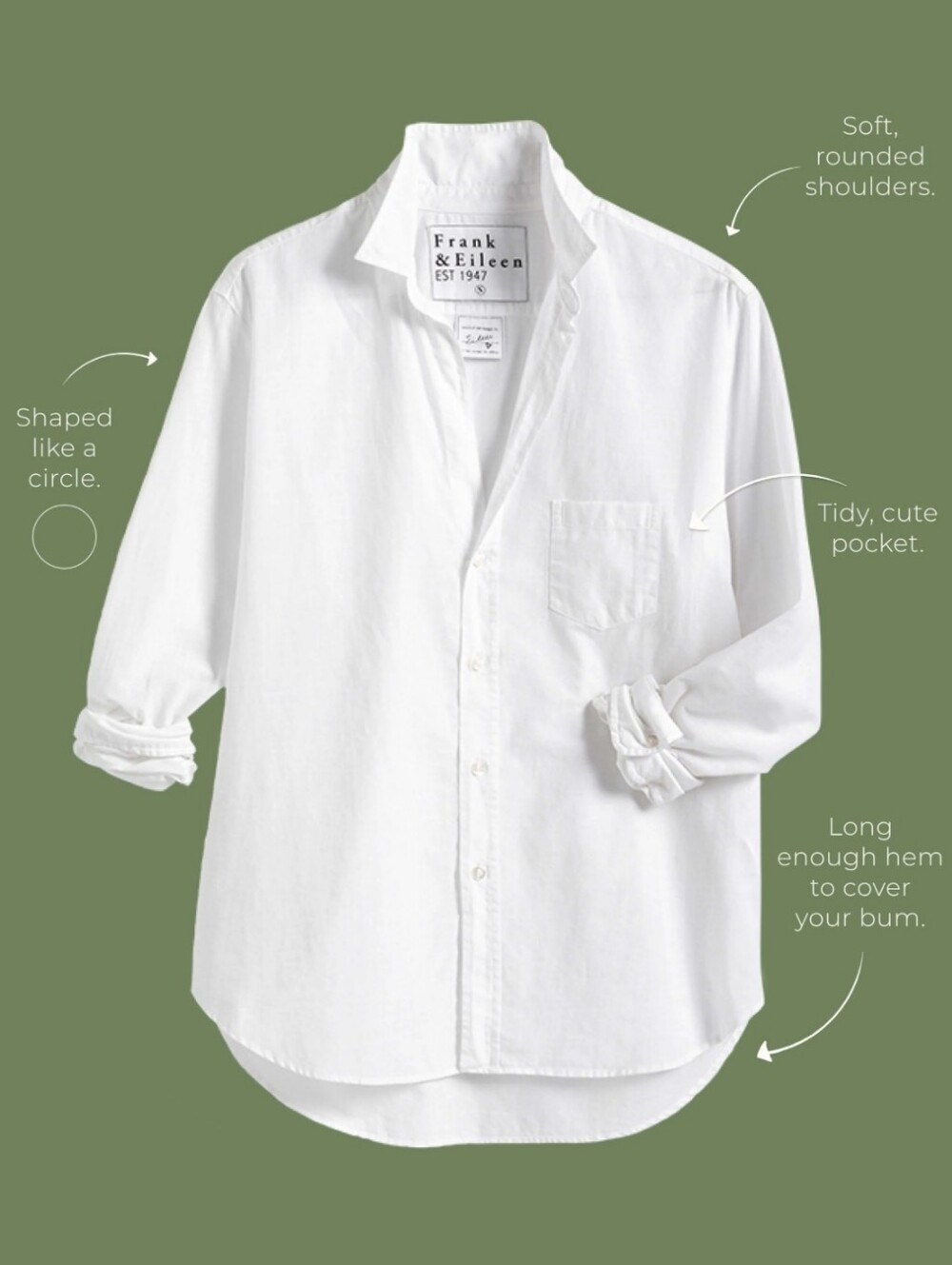 Frank & Eileen Eileen Relaxed Button Up Shirt In White Italian Casual Cotton - Picture 4 of 16